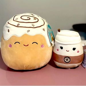 8” Chanel Blush Cinnamon Bun Squishmallows + 5” Inch Rene Latte - NEW Food Squad